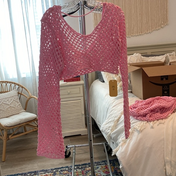 Bananhot pink crochet top from retrofete xs/s - Picture 2 of 5